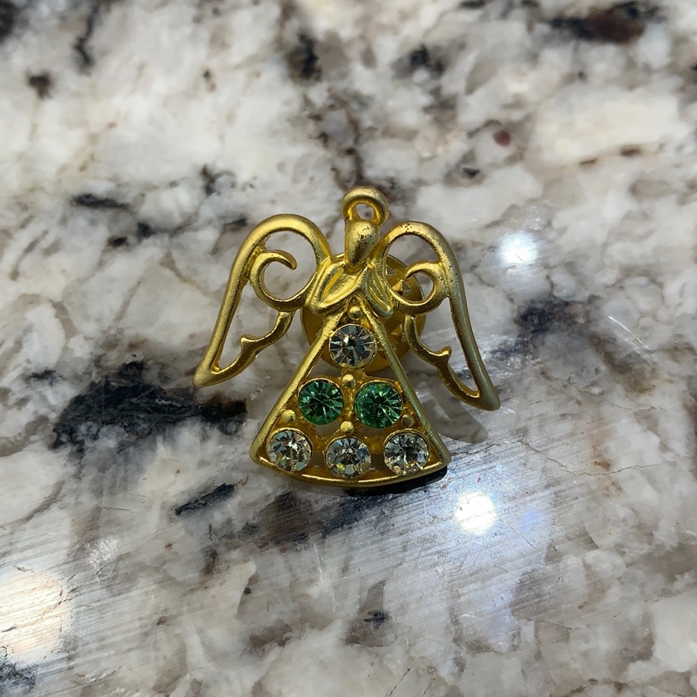 Vintage angel crystal pin